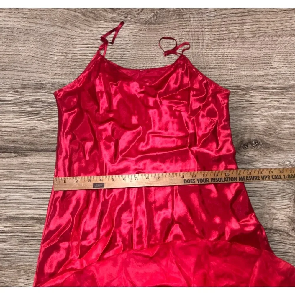 Red Satin‎ Slip Dress Adjustable Straps Flowy Silhouette Sexy Coquette Vamp